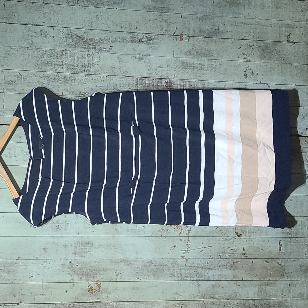 Peach Velvet striped sleeveless dress